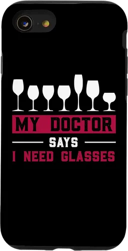 Vista 18 de iPhone 12/12 Pro Wine Lovers Pun Funny Drinking My Doctor Says I Need Glasses Case