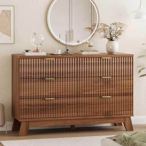 Vista 36 de Cómoda acanalada para dormitorio con 3 cajones, cómoda moderna de 24 pulgadas de ancho con mango de metal, soporte de TV de madera, armario de Negro