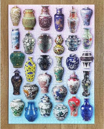 Vista 5 de Mchezo Rompecabezas de 1000 piezas, una pasión por la porcelana, serie Oodles, 19.7 x 27.6 pulgadas, con imágenes de objetos de porcelana antiguos