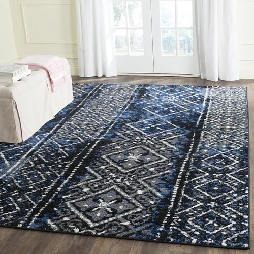 Vista 15 de SAFAVIEH Alfombra de área 8x10 - Colección Adirondack - Grande - Negro y plateado, diseño marroquí bohemio, no suelta pelusa y fácil de limpiar
