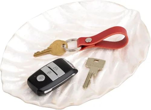 Vista 4 de BeeSpring Leather Keychain Handcraft Silver Key Ring Lanyard Handmade