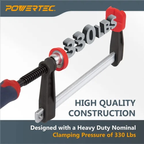 Vista 3 de POWERTEC 71591 Abrazadera F de 4 pulgadas resistente estilo F Abrazaderas de barra para carpintería, capacidad de 330 libras cada una, paquete de 2