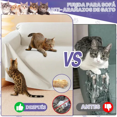 Vista 2 de Protector de muebles contra arañazos para gatos, antideslizante, impermeable, para mantener alejados a los gatos, protectores de sofá aptos