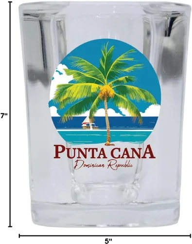 Vista 2 de Punta Cana República Dominicana Souvenir - Vaso de chupito cuadrado de 2.5 onzas