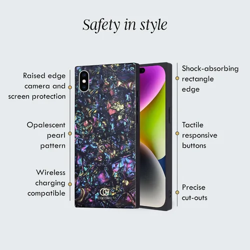 Vista 3 de Cocomii - Funda rectangular compatible con iPhone Xs/X - Perla opalescente, brillo brillante, para mujeres, niñas, hombres, funda protectora