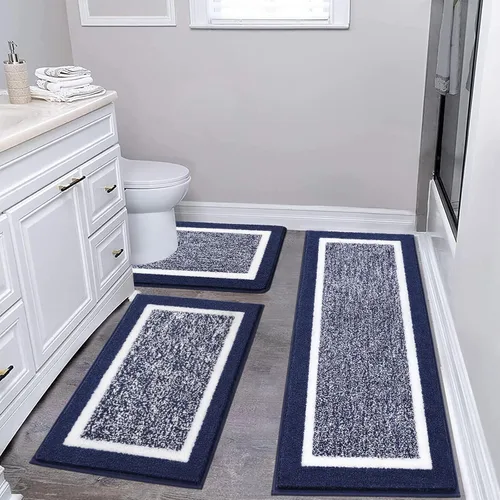 Vista 50 de Pauwer Juego de baño, alfombras de baño antideslizantes, alfombras de ducha absorbentes para suelo de baño, bañera y ducha, color azul aguamarina
