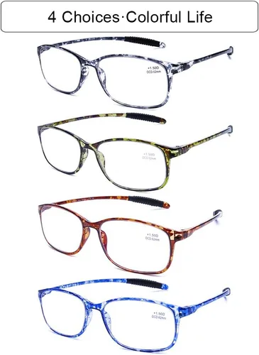 Vista 2 de DOOViC Computer Reading Glasses Blue Light Blocking TR90 Frame Lightweight Flexible Readers for Women Men,4 Pack