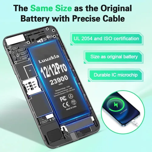 Vista 4 de Nueva batería de 23900 mAh compatible con iPhone 12/12 Pro, batería de repuesto de gran capacidad compatible con iPhone 12/12 Pro, con kits