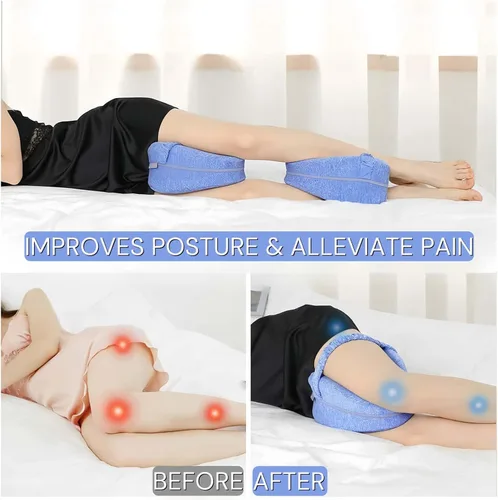 Vista 2 de Almohada de alineación para dormir de lado, pierna rodilla y columna vertebral suave para dormir de lado, almohadas de espuma viscoelástica con Gris