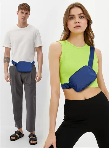 Vista 2 de Meyfancy Riñonera para mujer, riñoneras, bolsas cruzadas con correa ajustable para correr, viajar, entrenar, impermeable, Azul (Peacock)