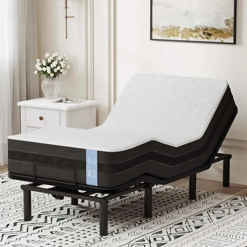 Vista 11 de FLEXISPOT Base de cama ajustable individual XL + colchón de espuma viscoelástica de gel refrescante de 12 pulgadas, masaje, inclinación de cabeza