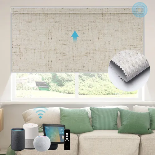 Vista 42 de SmartWings Persianas Motorizadas con Sombras para Ventana Control Remoto Funciona con Thread Apple Homekit Z-Wave Alexa 100% Blackout de Doble Cara