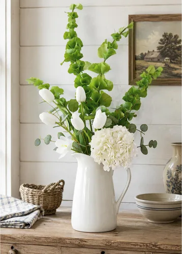 Vista 7 de FiveSeasonStuff Campanas artificiales de Irlanda, relleno de flores verdes Las espigas de flores verdes altas de 37.4 pulgadas añaden forma vertical