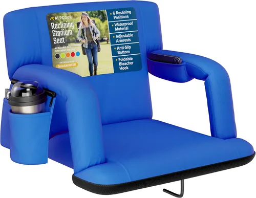 Vista 17 de Alpcour Asiento plegable para estadio – Silla de apoyo para adultos amplios reclinables de lujo para adultos para blanqueadores – Mejor extra grueso