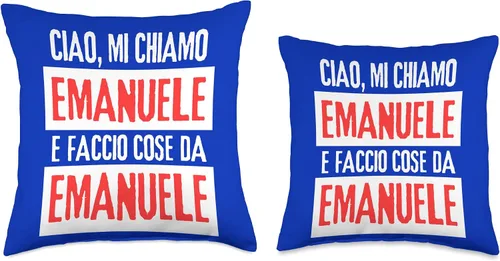 Vista 3 de Emanuele Idea Regalo Personalizzata con Nome Ciao Sono Faccio Cose Da Emanuele Personalizzato Throw Pillow, 18x18, Multicolor