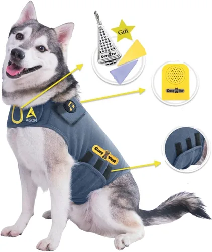 Vista 14 de CozyVest® - Chaleco de ansiedad para perros 3 en 1 con música y aromaterapia, camisa con sonido relajante y aceites esenciales, chaqueta
