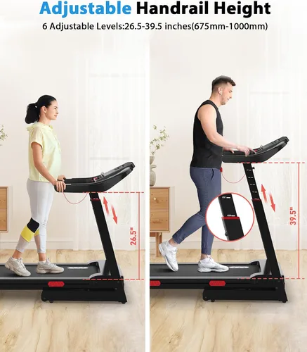 Vista 2 de CIIHI - Cinta de correr con inclinación automática, barandilla de altura ajustable, 15% de inclinación automática con capacidad de 400 libras