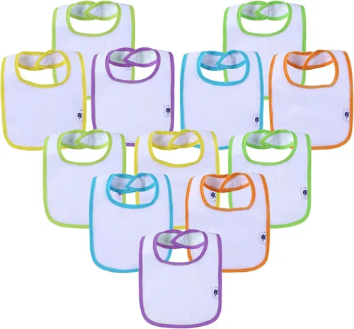 Vista 8 de SPINFOX Baberos impermeables para niñas, niños, babero unisex de algodón sólido de punto para bebés