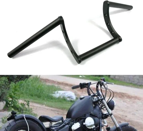 Vista 12 de Manubrio para Motocicleta 1 pulgada 25mm Ace Cafe Racer Clubman Compatible con Harley Sportster XL883 XL1200 (Negro Bajo)