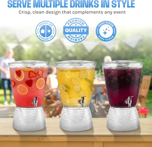 Vista 8 de Dispensador de bebidas para fiestas (2.5 galones), dispensador de agua de plástico grande para encimeras, sin ensuciar, fácil de montar y lavar