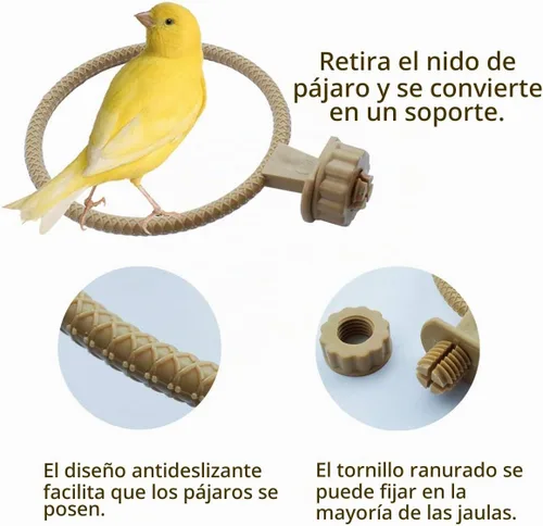 Vista 3 de Nido de pájaro pinzón canario nido de loro con fieltro (4.5 pulgadas)