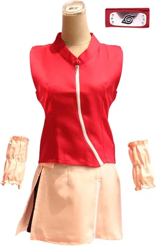 Vista 2 de Leaffly Haruno Sakura - Falda para disfraz de cosplay con diadema