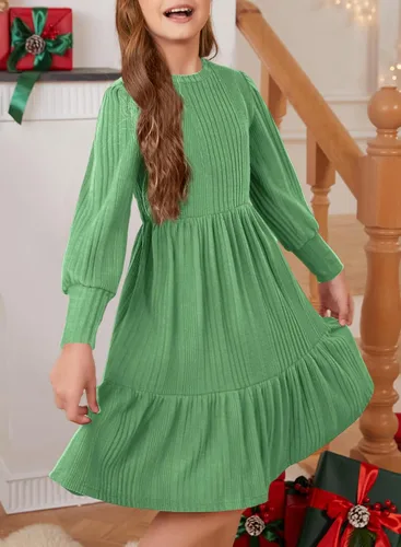 Vista 2 de blibean Vestido tipo suéter de manga larga para niñas, talla 6-14 años