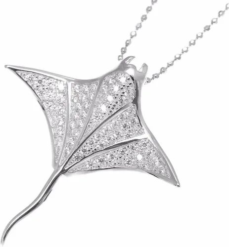 Vista 2 de Arthur's Jewelry 925 plata esterlina rodio chapado hawaiano manta ray slide colgante cz, Plata esterlina Piedra Zirconia cúbica, Circonita Cúbica