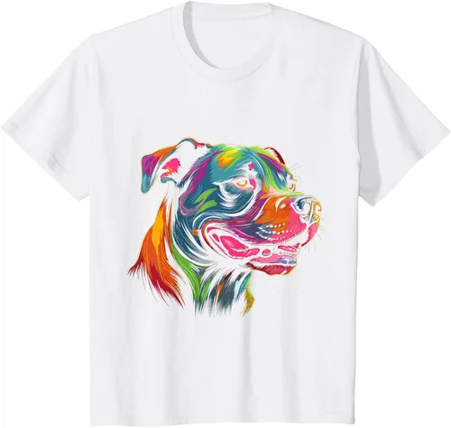 Vista 28 de Pit Bull Mom Dog Lover Colorido Artistic Pitbull Owner - Camiseta para mujer, Negro