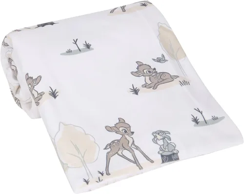 Vista 3 de Lambs & Ivy Disney Baby Bambi & Thumper White Minky/Fleece Deer - Manta para bebé