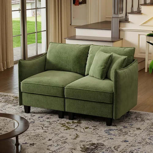 Vista 16 de Sofá modular modular en forma de U de 112 pulgadas con otomana de almacenamiento y funda de cojín lavable para sala de estar, dormitorio Verde