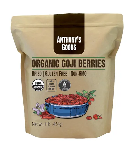 Vista 5 de Anthony's Bayas de Goji orgánicas, 2 libras, secas, sin gluten, sin OMG, bayas de lobo, sin sulfuro, veganas