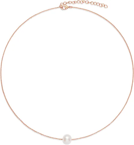 Vista 3 de Tienda Essentials Collar con colgante de perlas de agua dulce de oro de 14 quilates o plata de ley