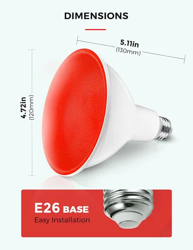 Vista 6 de Bombillas de inundación rojas LOHAS PAR38, luz LED roja brillante para Navidad al aire libre equivalente a 120W, bombilla de porche de 18 vatios