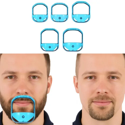 Vista 8 de Plantilla ajustable para moldear barba para hombres, kit con plantillas flexibles para barba, lápiz de peluquero y 3 maquinillas de afeitar faciales