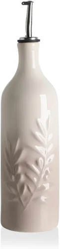 Vista 17 de Sweejar Botella dispensadora de aceite de oliva de cerámica de 20 onzas de alivio opaco que protege para reducir la oxidación, adecuada para Beige