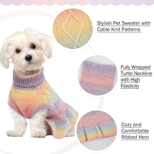 Vista 3 de QBLEEV Suéteres para Perras Pequeñas - Suéteres Suaves y Cálidos de Invierno y Otoño con Cuello de Tortuga y Opciones de Chaleco para Cachorras