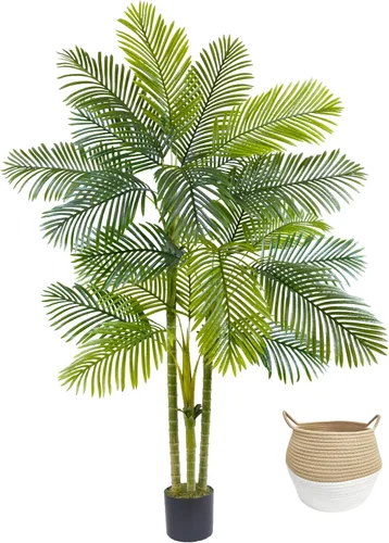 Vista 13 de Warmplants Árbol de ficus artificial, árbol de ficus falso de 4 pies de alto con canasta, planta sintética para interiores y exteriores, hogar, sala