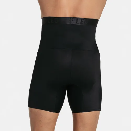 Vista 3 de LEO - Pantalones cortos de compresión para hombre, con control de abdomen, para hombre Negro