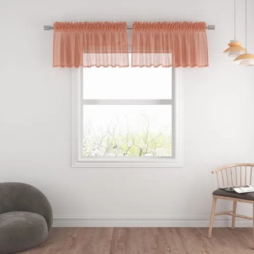 Vista 60 de UPOPO Paneles de Cortina Beige Pequeños Cortinas Transparentes de Gasa de 16 Pulgadas de Largo Cortinas de Cocina de Voile con Textura de Lino