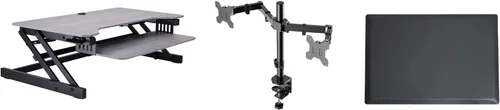 Vista 27 de Rocelco - Convertidor de escritorio para trabajar de pie con altura ajustable de 32 pulgadas - Bandeja retráctil deslizable - Elevador de monitor
