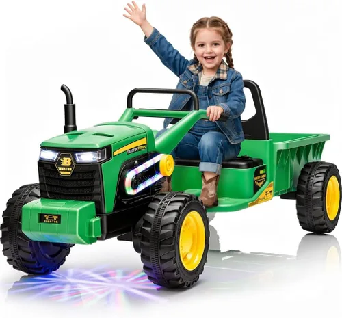 Vista 11 de Tractor de paseo para niños de 24 V con caja de carga grande para Azul
