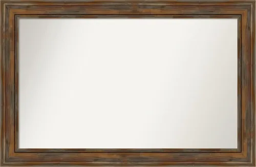 Vista 69 de Amanti Art Espejo de baño marrón para sobre fregadero, 26 x 26 pulgadas, espejo de tocador cuadrado marrón rústico Alexandria, marco de madera