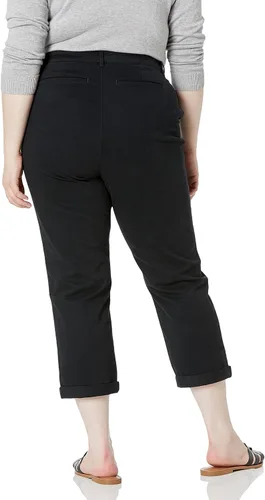 Vista 6 de Tienda Essentials - Pantalones caqui de tiro medio, ajustados y elásticos, tobilleros y con pierna cónica para mujer (disponibles en tallas grandes)