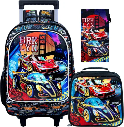 Vista 14 de Mochila rodante para niñas y niños, juego de 3 piezas con ruedas de diseño de unicornio o dinosaurio Dinosaurio astronauta.