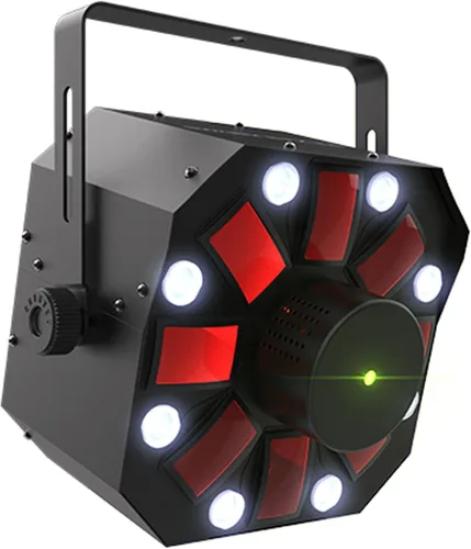 Vista 3 de Chauvet DJ Swarm 5 FX ILS 3 en 1 Derby/Strobe - Paquete de luces LED con 2 cables DMX y paño de pulido Austin Bazaar