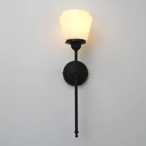 Vista 8 de Pathson Modern Wall Sconce Light with Milk White Glass, Hardwired Bathroom Wall Vanity Lamp, Mid-Century Rustic Decor for Living Room Bedroom
