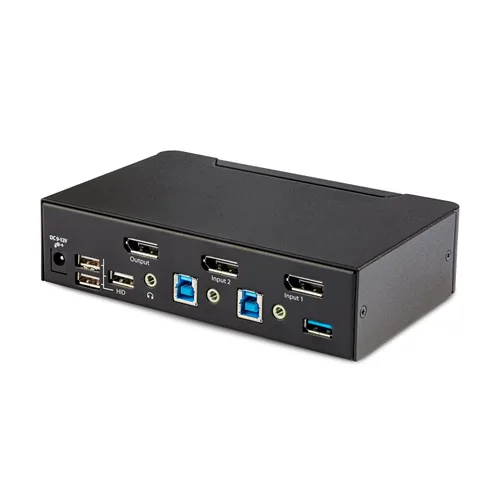 Vista 2 de StarTech Conmutador KVM DisplayPort de 2 puertos, 8K 60Hz / 4K 144Hz, USB 3.0, TAA Single 8K monitor, 2.0 HID, Push-Button Hotkey, Compliant, DP