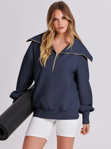 Vista 4 de ANRABESS Sudaderas con capucha para mujer, de gran tamaño, con cremallera de un cuarto, para adolescentes, niñas, ropa de moda Y2K