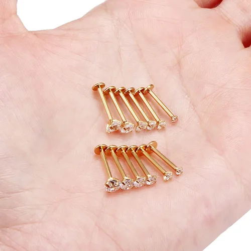 Vista 7 de Vsnnsns Anillos de labio de acero inoxidable 16G Tragus Helix Conch Piercing de serpiente Piercing Monroe Lip Anillos Labret Medusa cartílago lóbulo